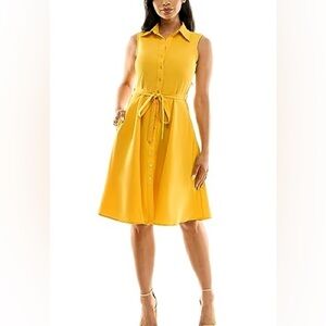 Sharagano Sunny Yellow Midi Dress